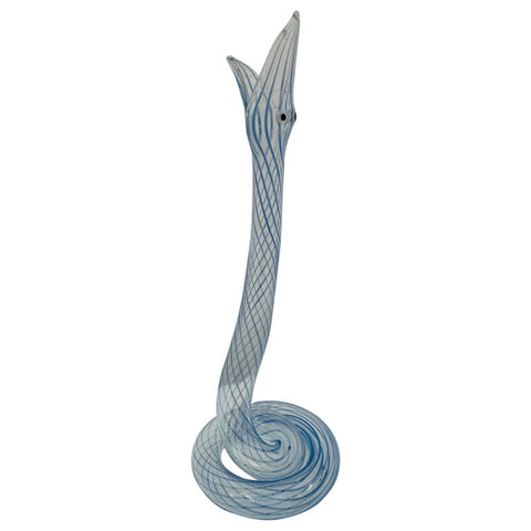 1930s Art Deco Bimini Blue Striped Glass Snake Bud Vase