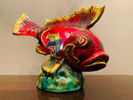 1960S French Vallauris Ceramic Fish Table Lamp