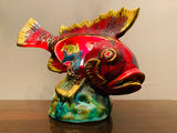 1960S French Vallauris Ceramic Fish Table Lamp