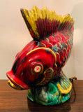 1960S French Vallauris Ceramic Fish Table Lamp