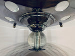 1950s Art Deco Chrome & Glass Saturn Ring Chandelier