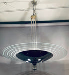 1950s Art Deco Chrome & Glass Saturn Ring Chandelier