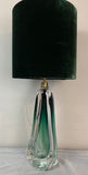 1950s Val St Lambert Green Crystal Glass Table Lamp