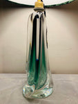 1950s Val St Lambert Green Crystal Glass Table Lamp