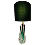 1950s Val St Lambert Green Crystal Glass Table Lamp