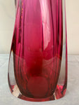 1950s Val St Lambert Pink & Clear Glass Table Lamp