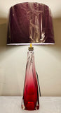 1950s Val St Lambert Pink & Clear Glass Table Lamp
