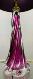 1950s Val St Lambert Purple Twisted Glass Lamp Base