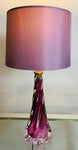 1950s Val St Lambert Purple Twisted Glass Lamp Base