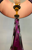 1950s Val St Lambert Purple Twisted Glass Lamp Base