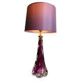 1950s Val St Lambert Purple Twisted Glass Lamp Base