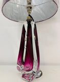 1950s Val St Lambert Purple Glass Table Lamp