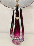 1950s Val St Lambert Purple Glass Table Lamp