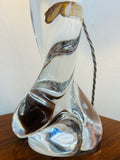 1950s Val St Lambert Swirled Clear Glass Lamp Base