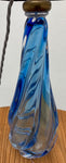 1950s Belgium Val St. Lambert Blue Crystal Glass Lamp Base