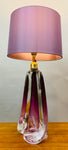 1950s Val St Lambert Purple Glass & Brass Table Lamp