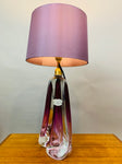 1950s Val St Lambert Purple Glass & Brass Table Lamp
