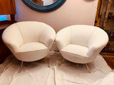 1950s Italian Curved Armchair with Brass Legs