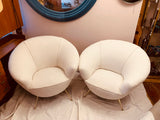 1950s Italian Curved Armchair with Brass Legs