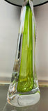 1950s Val St Lambert Green & Clear Glass Table Lamp