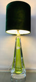 1950s Val St Lambert Green & Clear Glass Table Lamp