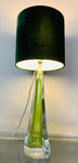 1950s Val St Lambert Green & Clear Glass Table Lamp