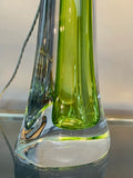 1950s Val St Lambert Green & Clear Glass Table Lamp