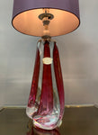 1950s Val St Lambert Red & Clear Glass Table Lamp