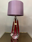 1950s Val St Lambert Red & Clear Glass Table Lamp