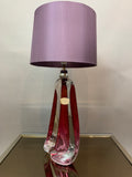 1950s Val St Lambert Red & Clear Glass Table Lamp