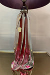 1950s Val St Lambert Red & Clear Glass Table Lamp