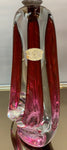 1950s Val St Lambert Red & Clear Glass Table Lamp