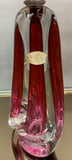 1950s Val St Lambert Red & Clear Glass Table Lamp