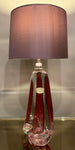 1950s Val St Lambert Red & Clear Glass Table Lamp