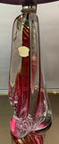 1950s Val St Lambert Red & Clear Glass Table Lamp