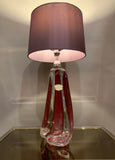 1950s Val St Lambert Red & Clear Glass Table Lamp