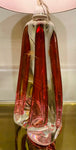 1950s Val St Lambert Red & Clear Glass Table Lamp