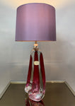 1950s Val St Lambert Red & Clear Glass Table Lamp