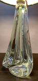 1950s Val St Lambert Green Glass Table Lamp