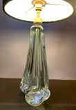 1950s Val St Lambert Green Glass Table Lamp