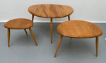 1960s Ercol Elm Pebble Set of 3 Nesting Tables