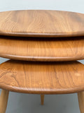 1960s Ercol Elm Pebble Set of 3 Nesting Tables