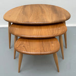 1960s Ercol Elm Pebble Set of 3 Nesting Tables