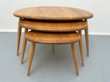 1960s Ercol Elm Pebble Set of 3 Nesting Tables