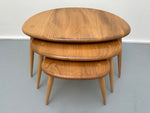 1960s Ercol Elm Pebble Set of 3 Nesting Tables