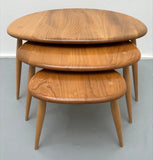 1960s Ercol Elm Pebble Set of 3 Nesting Tables