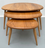 1960s Ercol Elm Pebble Set of 3 Nesting Tables