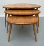 1960s Ercol Elm Pebble Set of 3 Nesting Tables