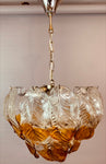 1960s AV Mazzega Murano Glass Leaf Chandelier