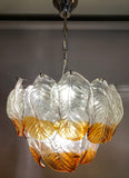 1960s AV Mazzega Murano Glass Leaf Chandelier